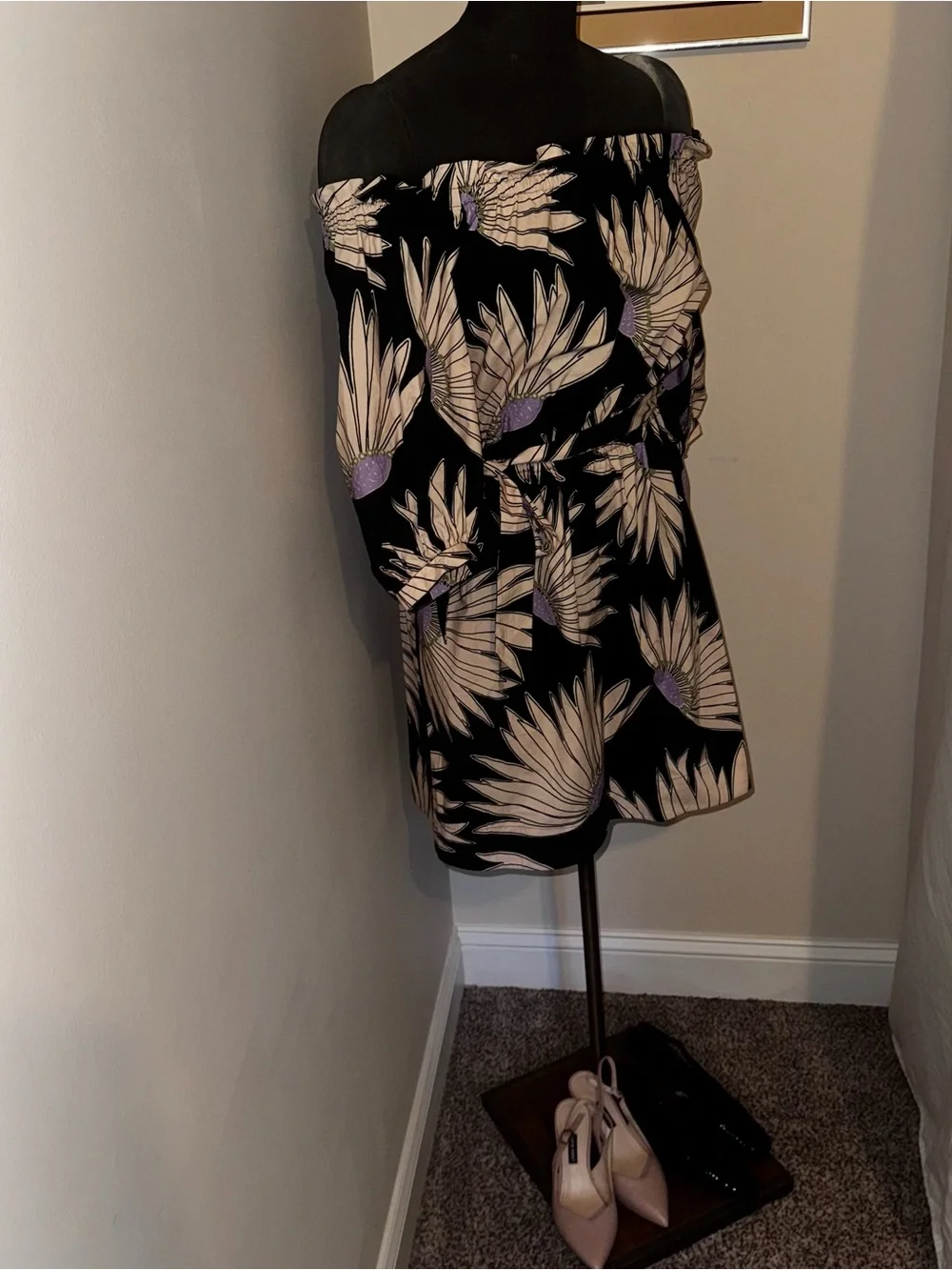 Kate Spade Falling Flower Dress NWT Black Purple Floral Mini Dress